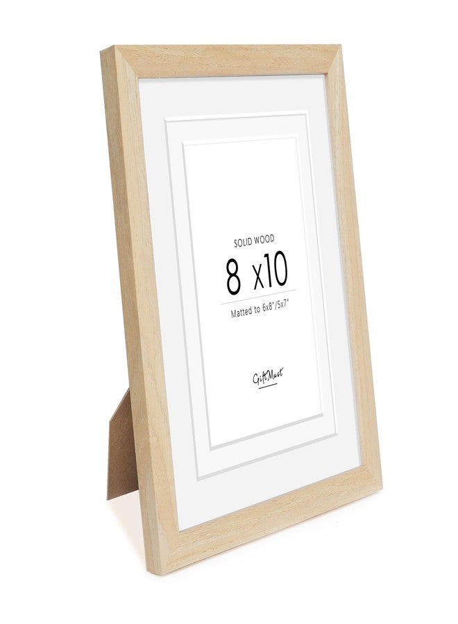 GiftMust 8x10 Set of 4 Solid Wood Picture Frame, Natural Wood Photo Frame with Double mats, Display 5x7 or 6x8 with paper mat, 8 by 10 without mat, Oak Wood Grain Picture Frame - Image 2
